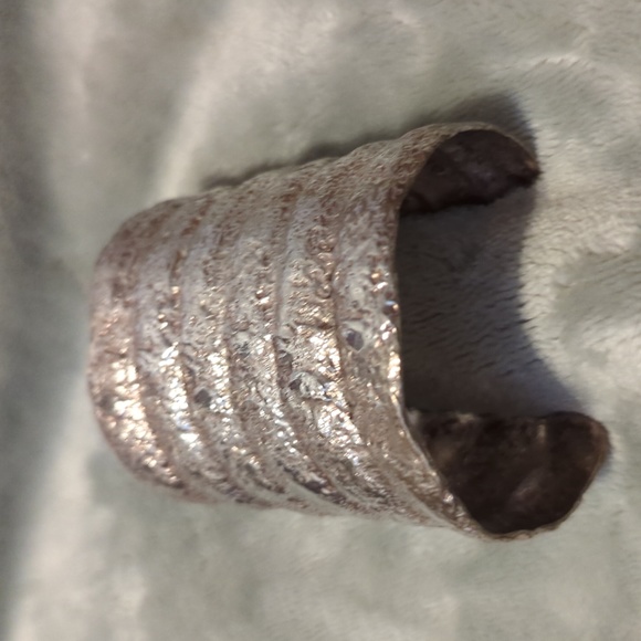 Designer Emmanuelle Duca Sand Cast Sterling Silver Cuff Bracelet - Picture 4 of 4